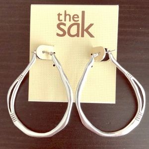 Silver Pear-Shaped Hoop Earrings